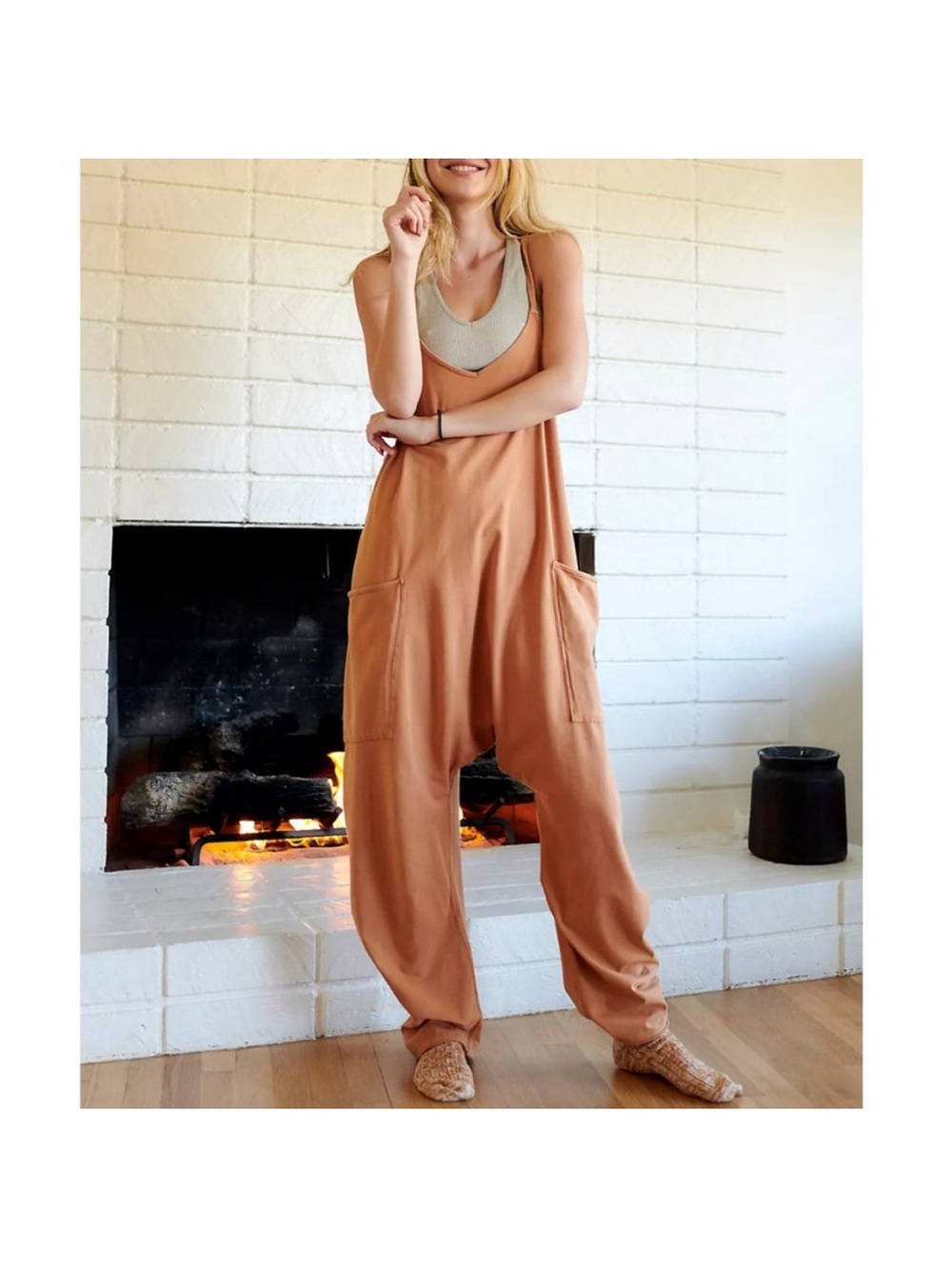 Free People Hot Shot Jumpsuit - Toasted Coconut